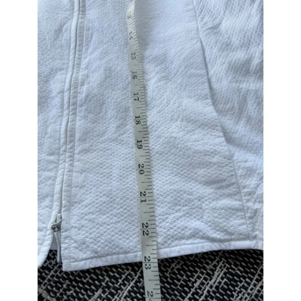 A1 Eileen Fisher Jacket White Textured Cotton Zip Front Minimalist Lightweight M